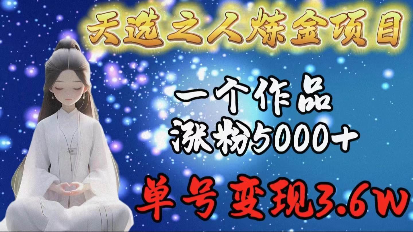 天选之人炼金项目，一个作品涨粉5000+，单号变现3.6w-源创智汇网