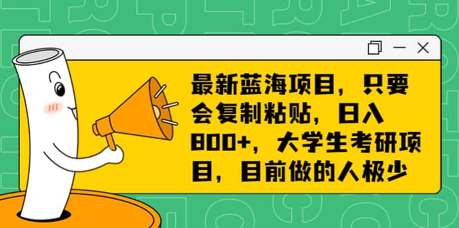 最新蓝海项目，只要会复制粘贴，日入800+，大学生考研项目，目前做的人极少-源创智汇网