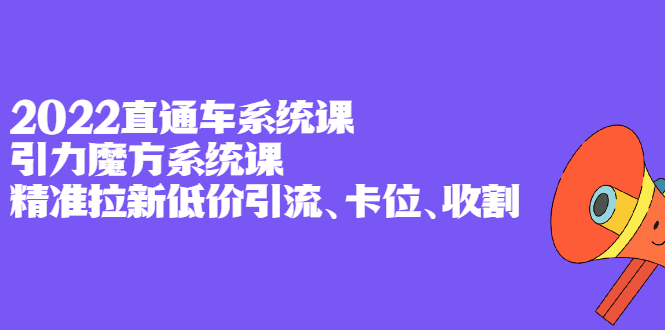 2022直通车系统课+引力魔方系统课，精准拉新低价引流、卡位、收割-源创智汇网