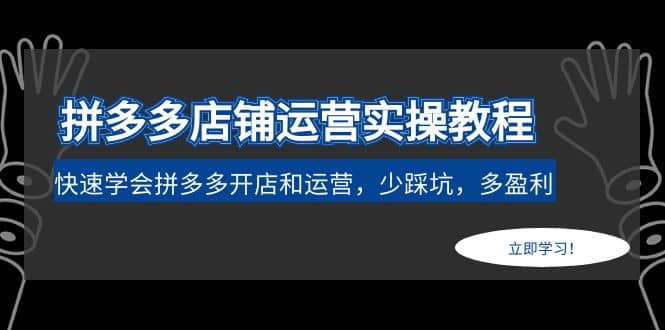 拼多多店铺运营实操教程：快速学会拼多多开店和运营，少踩坑，多盈利-源创智汇网