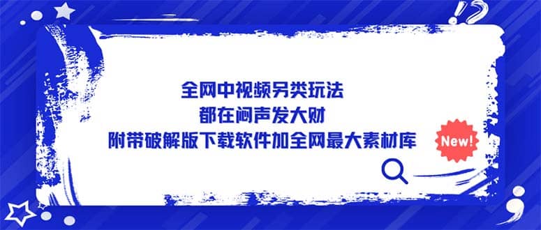 全网中视频另类玩法，都在闷声发大财，附带下载软件加全网最大素材库-源创智汇网