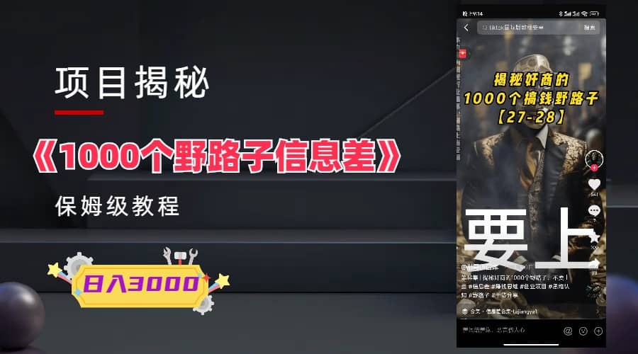 1000个野路子信息差保姆式教程-单日变现3000+的玩法解密-源创智汇网