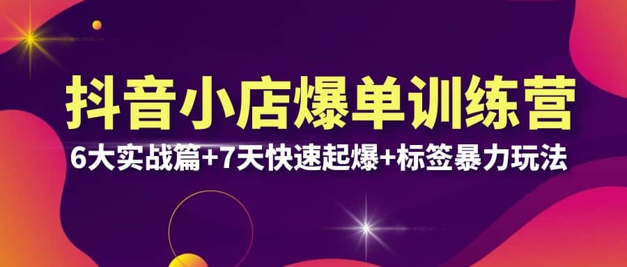 抖音小店爆单训练营VIP线下课：6大实战篇+7天快速起爆+标签暴力玩法(32节)-源创智汇网