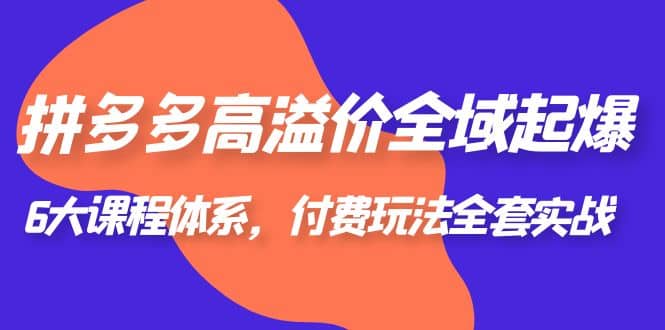 拼多多-高溢价 全域 起爆，6大课程体系，付费玩法全套实战-源创智汇网