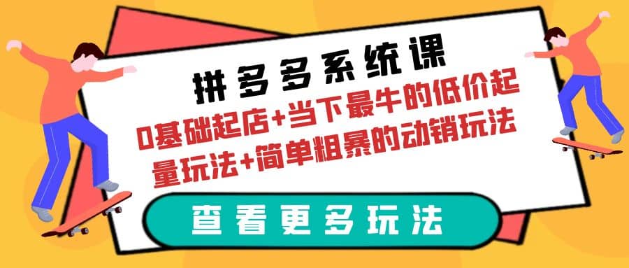 拼多多系统课：0基础起店+当下最牛的低价起量玩法+简单粗暴的动销玩法-源创智汇网