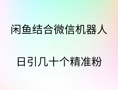 闲鱼结合微信机器人，日引几十个精准粉-源创智汇网