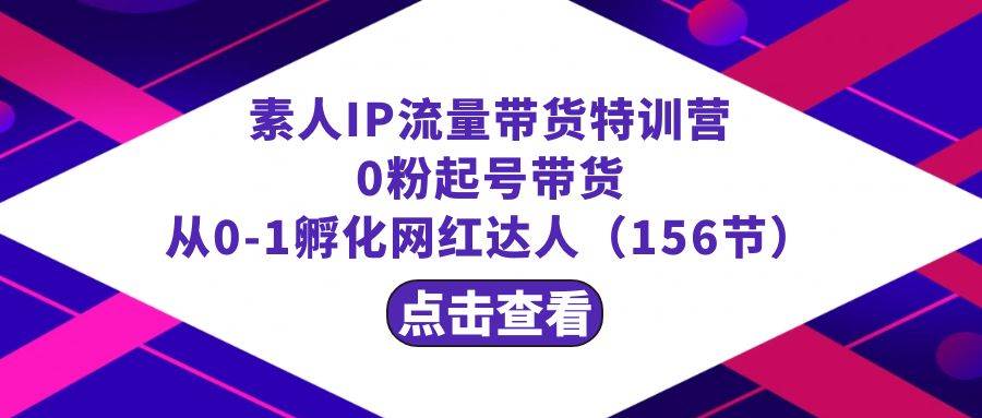 繁星·计划素人IP流量带货特训营：0粉起号带货 从0-1孵化网红达人（156节）-源创智汇网