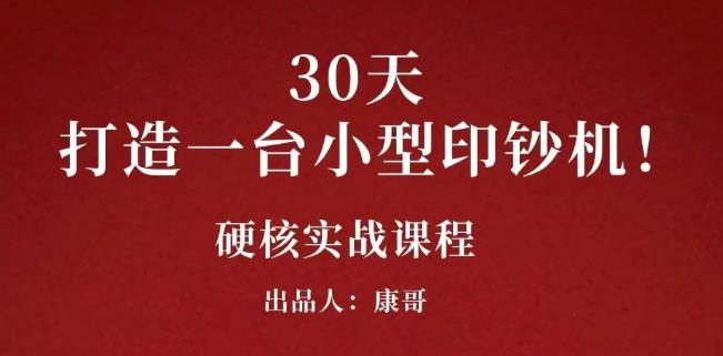康哥30天打造一台小型印钞机：躺赚30万的项目完整复盘（视频教程）-源创智汇网
