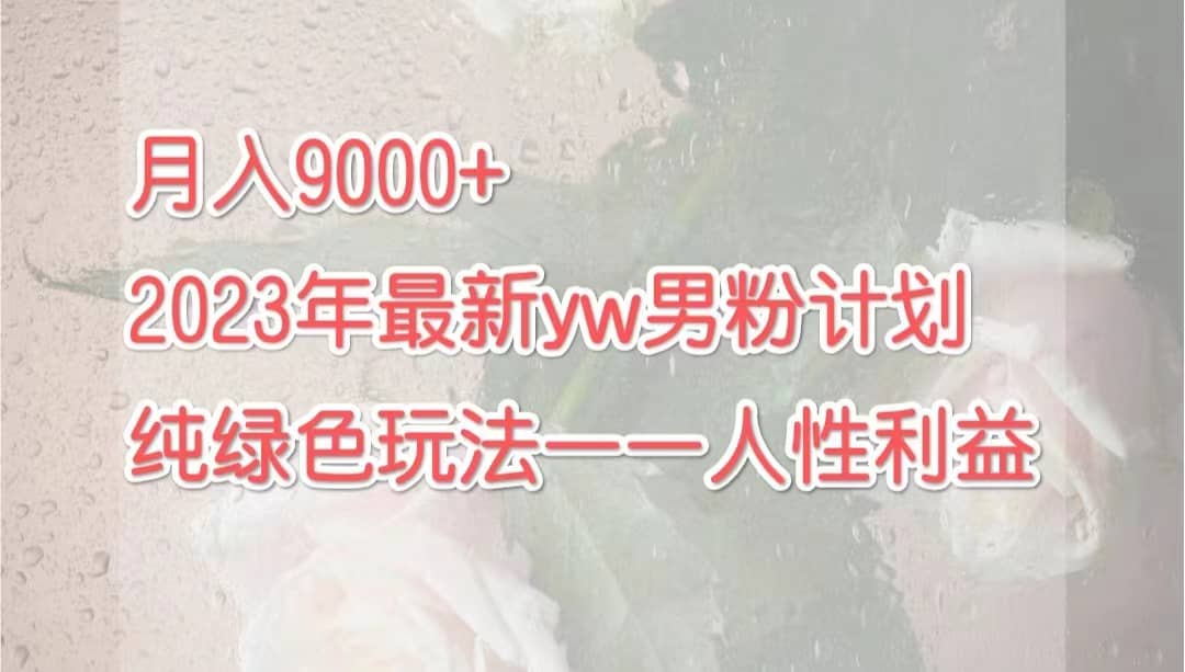 月入9000+2023年9月最新yw男粉计划绿色玩法——人性之利益-源创智汇网