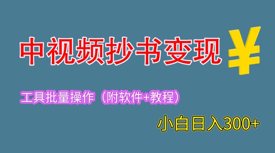 2023中视频抄书变现（附工具+教程），一天300+，特别适合新手操作的副业-源创智汇网
