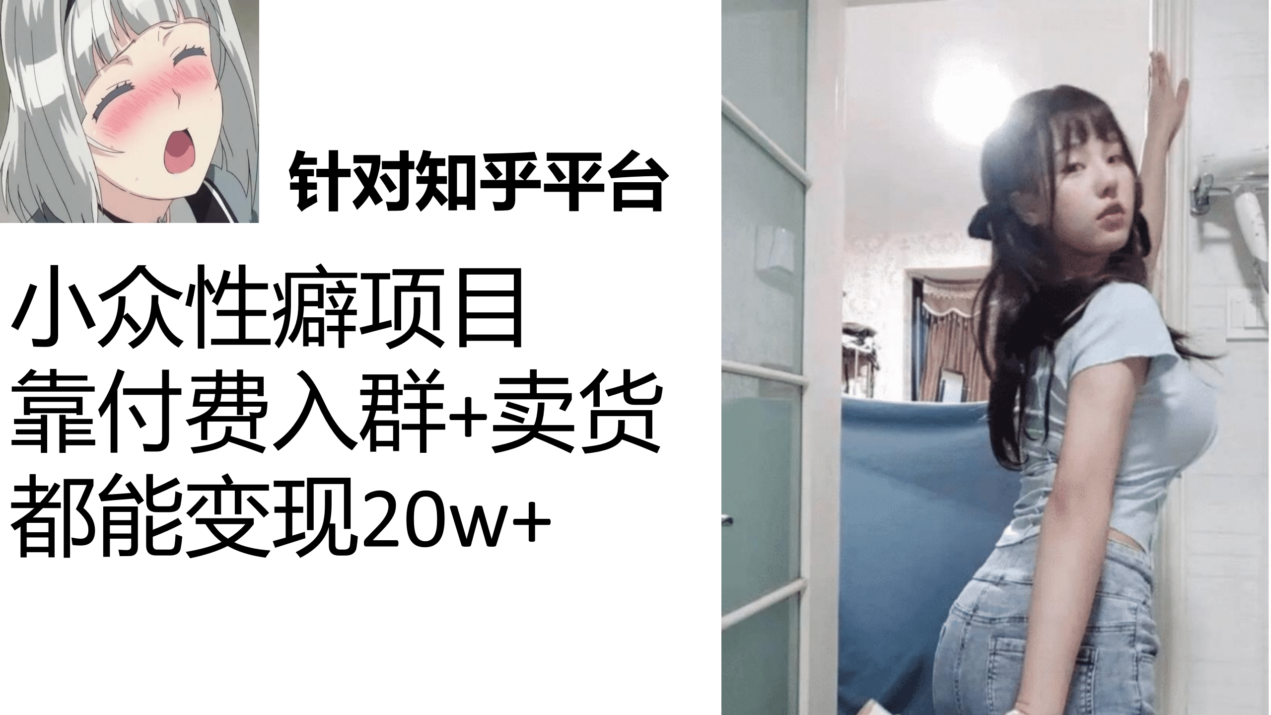 知乎小众性癖项目，Lsp的钱才是最好赚的，付费建群+卖货变现20w-源创智汇网