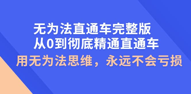 无为法直通车完整版：从0到彻底精通直通车，用无为法思维，永远不会亏损-源创智汇网