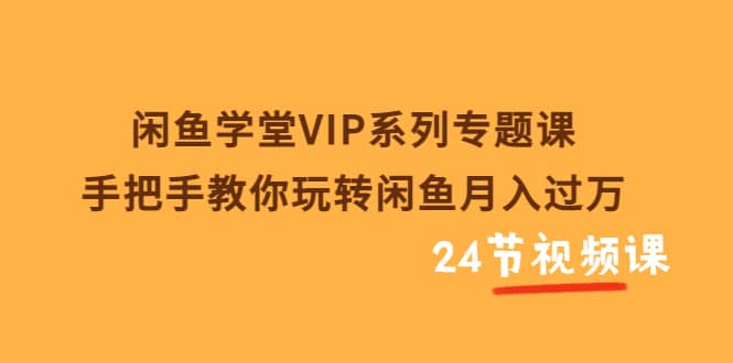 闲鱼学堂VIP系列专题课：手把手教你玩转闲鱼月入过万（共24节视频课）-源创智汇网