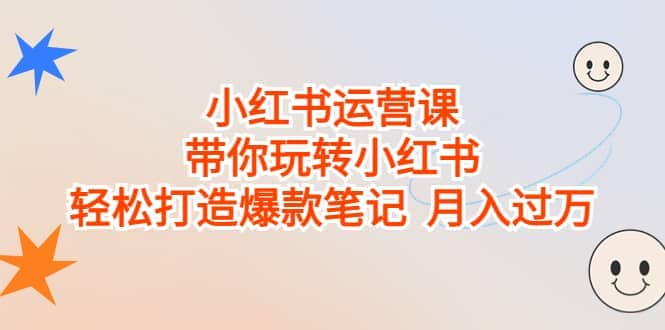 小红书运营课，带你玩转小红书，轻松打造爆款笔记 月入过万-源创智汇网