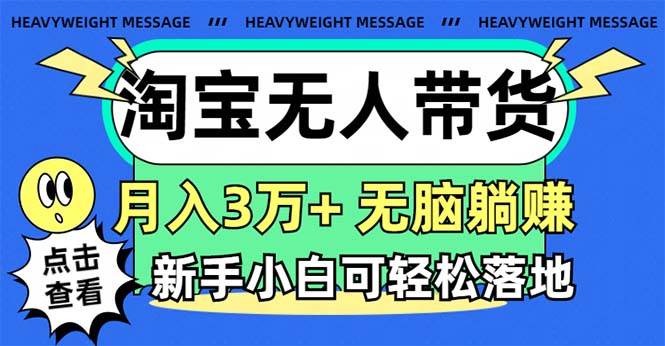 淘宝无人带货3.0高收益玩法，月入3万+，无脑躺赚，新手小白可落地实操-源创智汇网