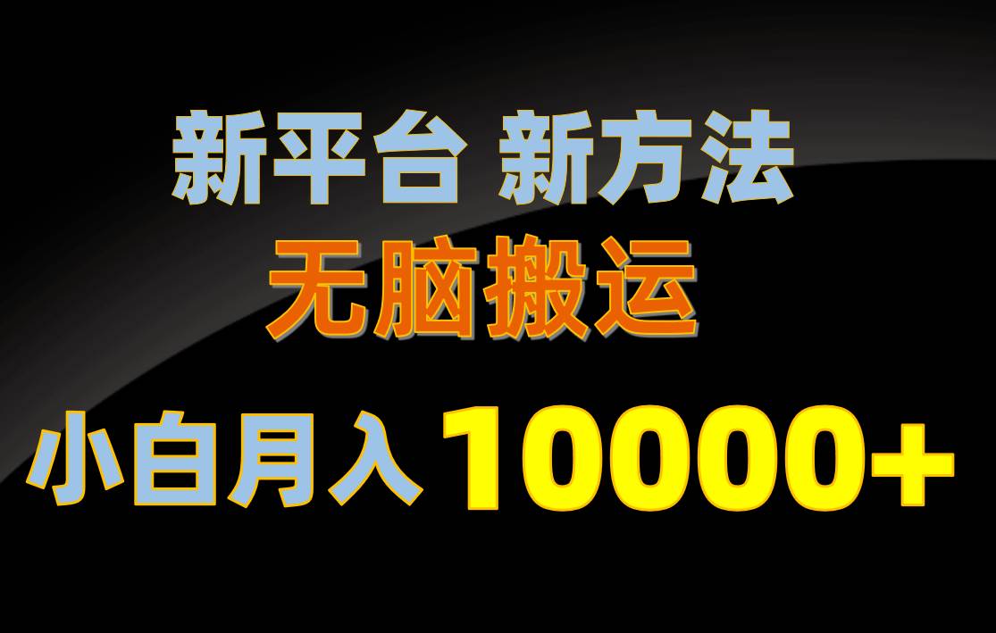新平台新方法，无脑搬运，月赚10000+，小白轻松上手不动脑-源创智汇网