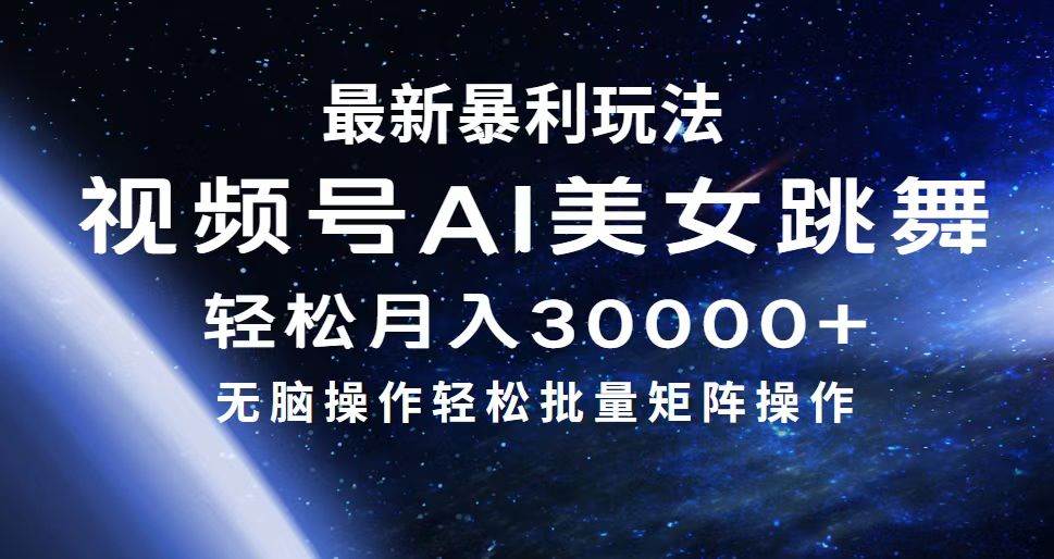 最新暴利玩法视频号AI美女，简单矩阵轻松月入30000+-源创智汇网