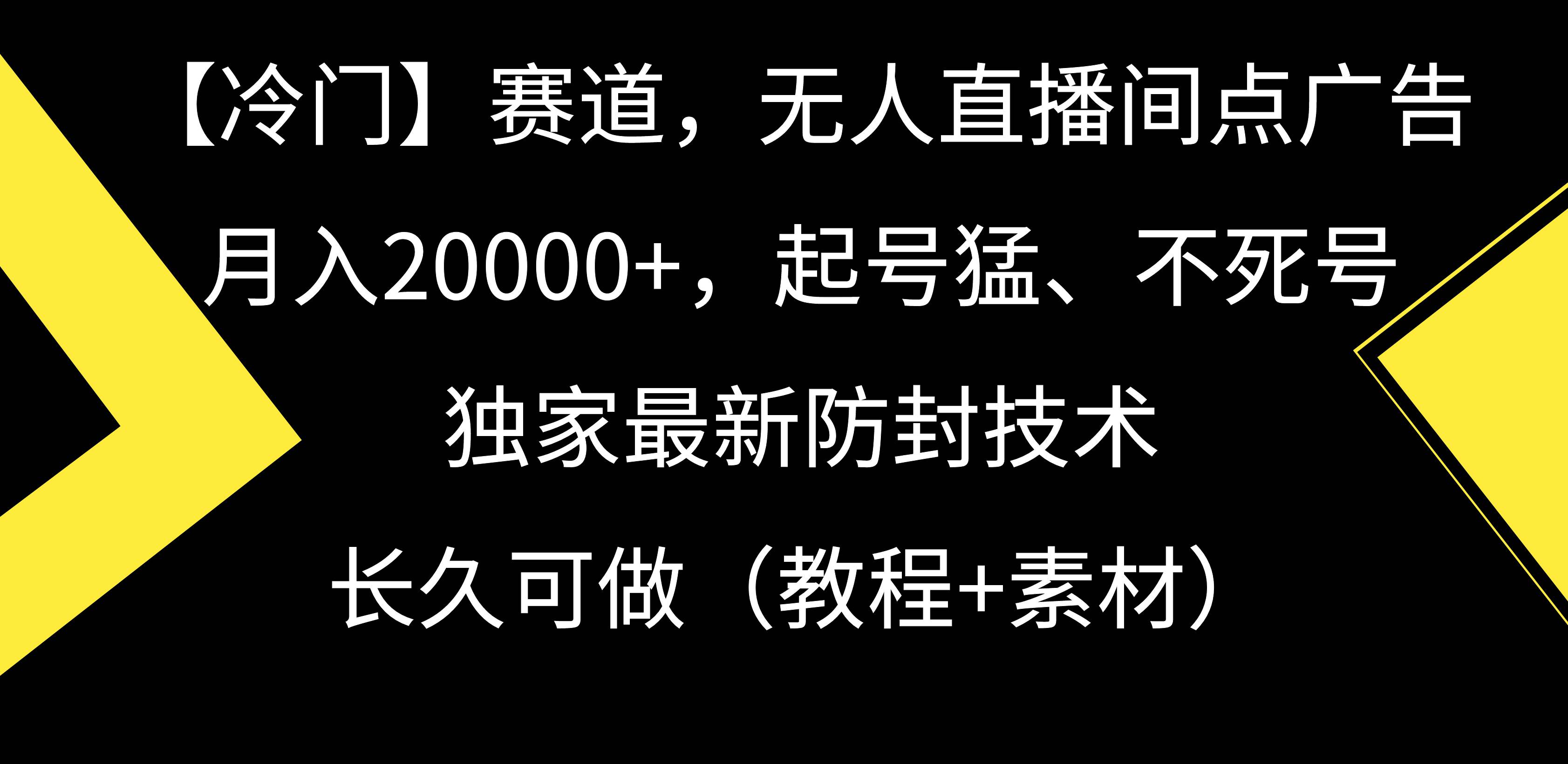 【冷门】赛道，无人直播间点广告，月入20000+，起号猛、不死号，独家最…-源创智汇网