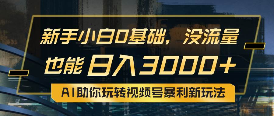 小白0基础，没流量也能日入3000+：AI助你玩转视频号暴利新玩法-源创智汇网