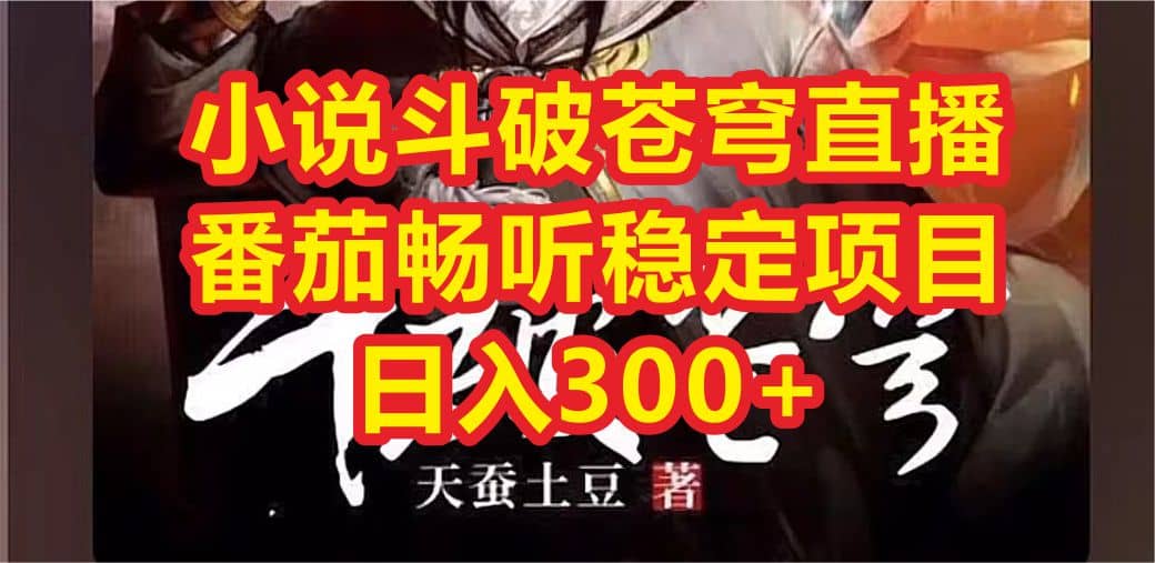 小说斗破苍穹直播，番茄畅听日入300+稳定项目-源创智汇网