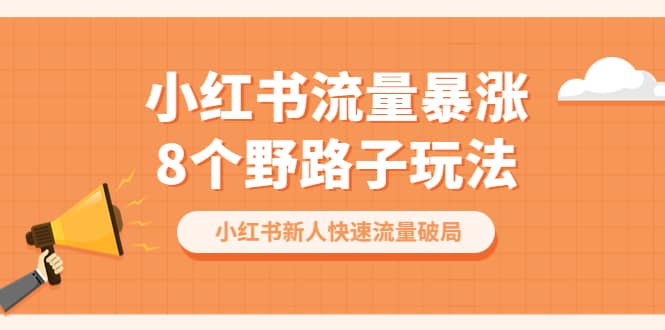 小红书流量-暴涨8个野路子玩法：小红书新人快速流量破局（8节课）-源创智汇网