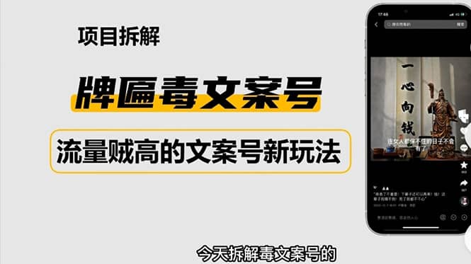 2023抖音快手毒文案新玩法，牌匾文案号，起号快易变现-源创智汇网