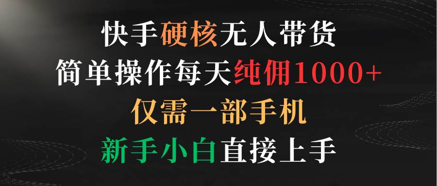 快手硬核无人带货，简单操作每天纯佣1000+,仅需一部手机，新手小白直接上手-源创智汇网
