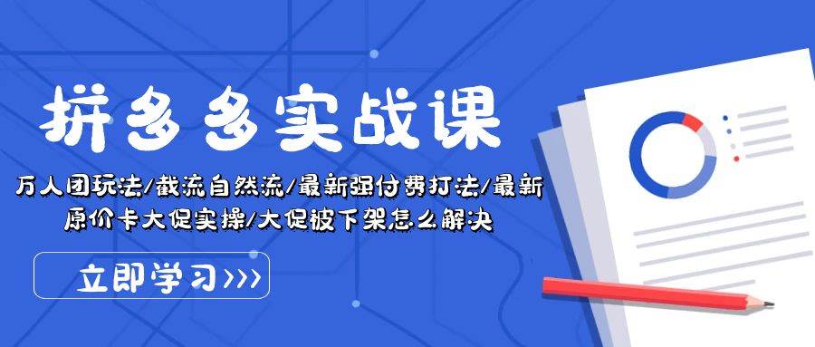拼多多·实战课：万人团玩法/截流自然流/最新强付费打法/最新原价卡大促..-源创智汇网
