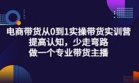电商带货从0到1实操带货实训营:提高认知,少走弯路,做一个专业带货主播-源创智汇网
