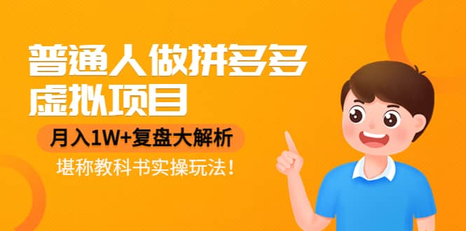普通人做拼多多虚拟项目，复盘大解析，堪称教科书实操玩法-源创智汇网