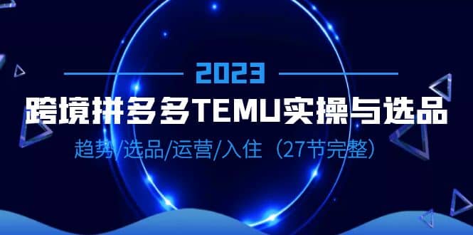 2023跨境·拼多多·TEMU实操与选品，趋势·选品·运营·入住（27节完整）-源创智汇网