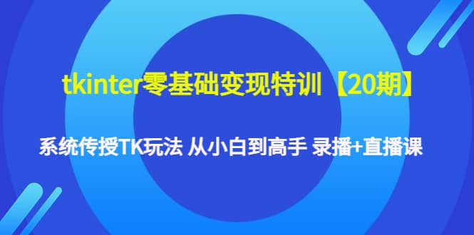 tkinter零基础变现特训【20期】系统传授TK玩法 从小白到高手 录播+直播课-源创智汇网