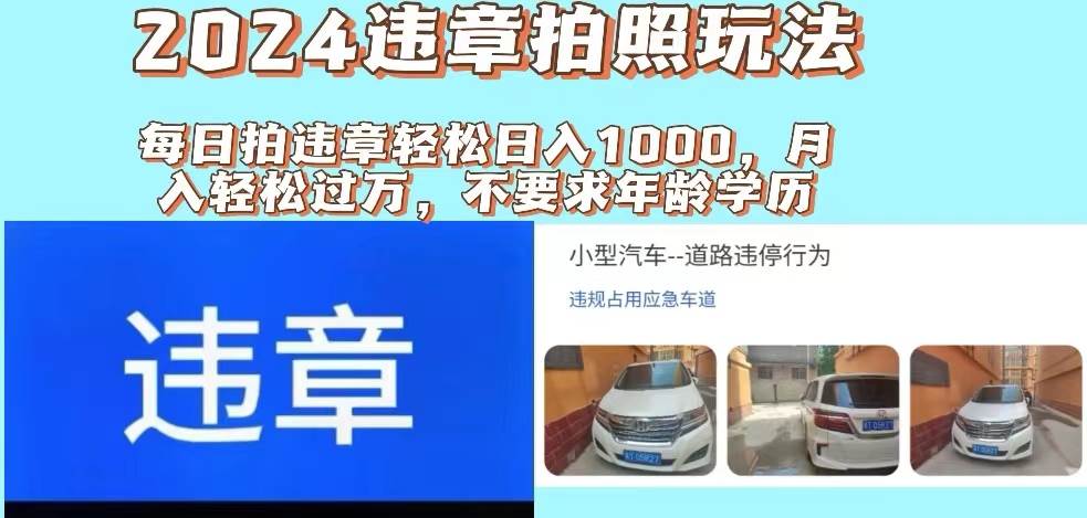 2024违章拍照新玩法，推广躺赚+拍照赚钱双模式，日入1000+-源创智汇网