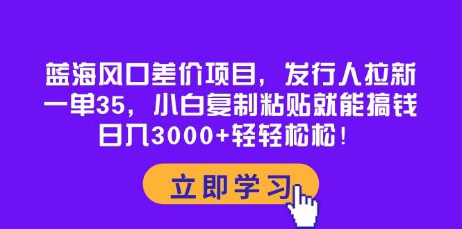 蓝海风口差价项目，发行人拉新，一单35，小白复制粘贴就能搞钱！日入3000+轻轻松松-源创智汇网