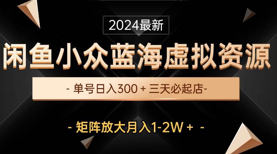 最新闲鱼小众蓝海虚拟资源，单号日入300＋，三天必起店，矩阵放大月入1-2W-源创智汇网