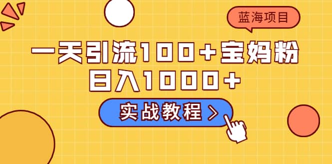 一天引流100+宝妈粉，日入1000+的蓝海项目（实战教程）-源创智汇网