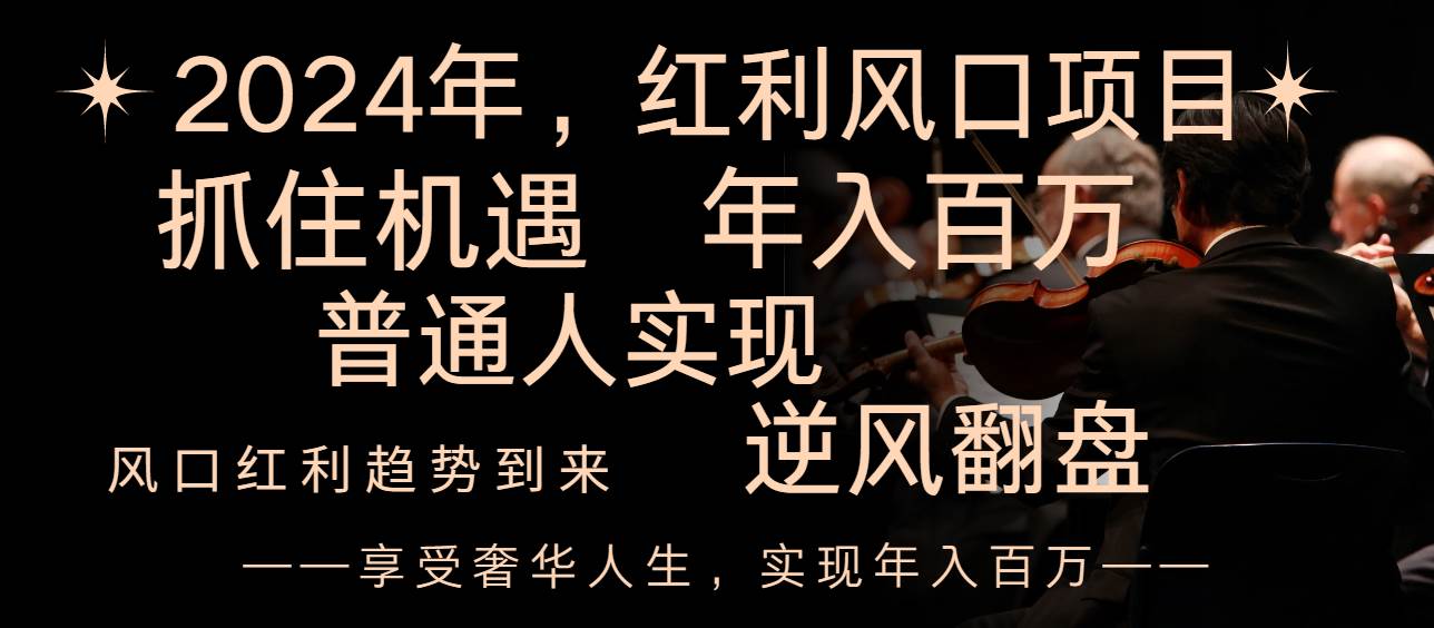 2024红利风口项目来袭，享受第一波红利，逆风翻盘普通人也能实现，年入百万-源创智汇网