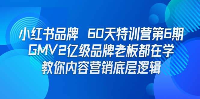 小红书品牌 60天特训营第6期 GMV2亿级品牌老板都在学 教你内容营销底层逻辑-源创智汇网