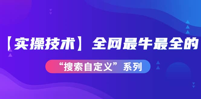 【实操技术】全网最牛最全的“搜索自定义”系列！价值698元-源创智汇网
