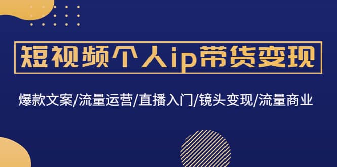 短视频个人ip带货变现：爆款文案/流量运营/直播入门/镜头变现/流量商业-源创智汇网