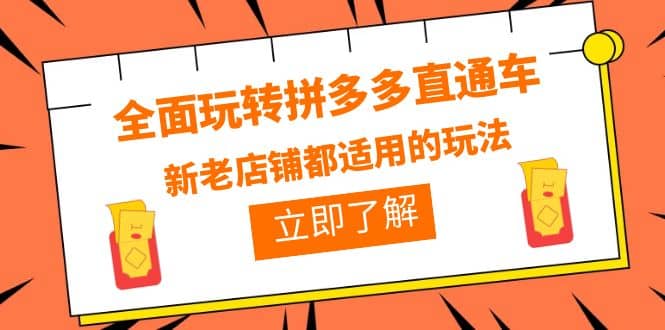 全面玩转拼多多直通车，新老店铺都适用的玩法（12节精华课）-源创智汇网