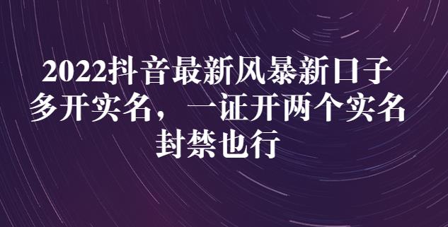 2022抖音最新风暴新口子：多开实名，一整开两个实名，封禁也行-源创智汇网