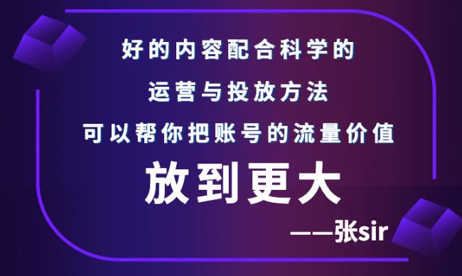 张sir账号流量增长课，告别海王流量，让你的流量更精准-源创智汇网