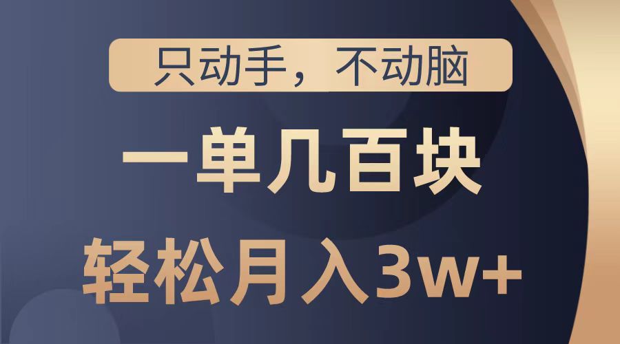 只动手不动脑，一单几百块，轻松月入2w+，看完就能直接操作，详细教程-源创智汇网