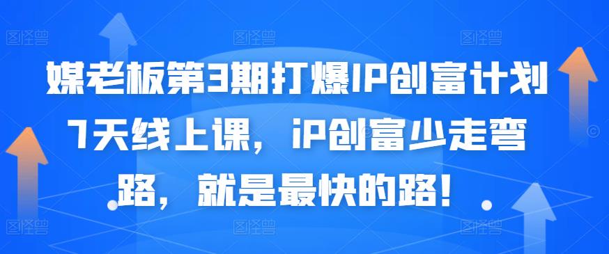 媒老板第3期打爆IP创富计划7天线上课，iP创富少走弯路，就是最快的路！-源创智汇网