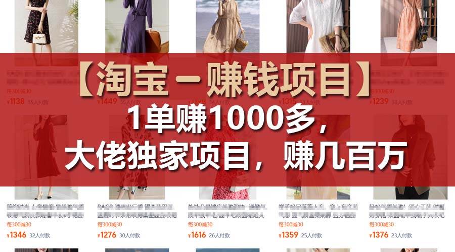 【淘宝赚钱项目】1单可赚1000多，大佬独家项目，年赚几百万-源创智汇网