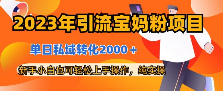 2023年引流宝妈粉项目，单日私域转化2000＋，新手小白也可轻松上手操作，纯实操-源创智汇网