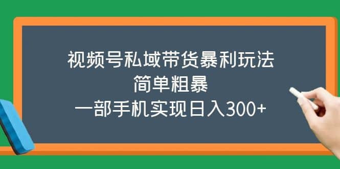 视频号私域带货暴利玩法，简单粗暴-源创智汇网