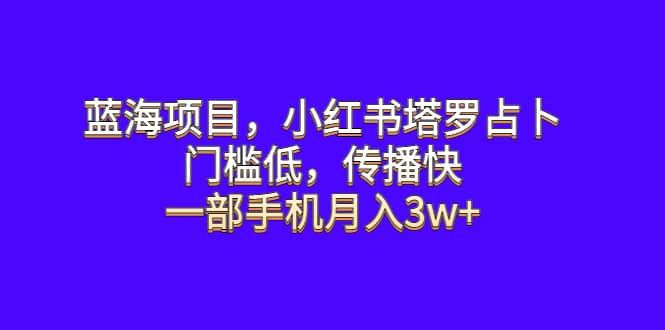 蓝海项目，小红书塔罗占卜，门槛低，传播快，一部手机月入3w+-源创智汇网