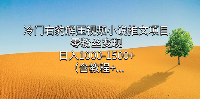 冷门右豹解压视频小说推文项目，零粉丝变现，日入1000-1500+（含教程）-源创智汇网